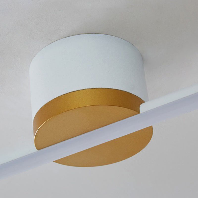 Moderne minimalistische lange Streifen Runde Eisen Aluminium Silikon LED Semi-Flush Mount Deckenleuchte für Wohnzimmer 