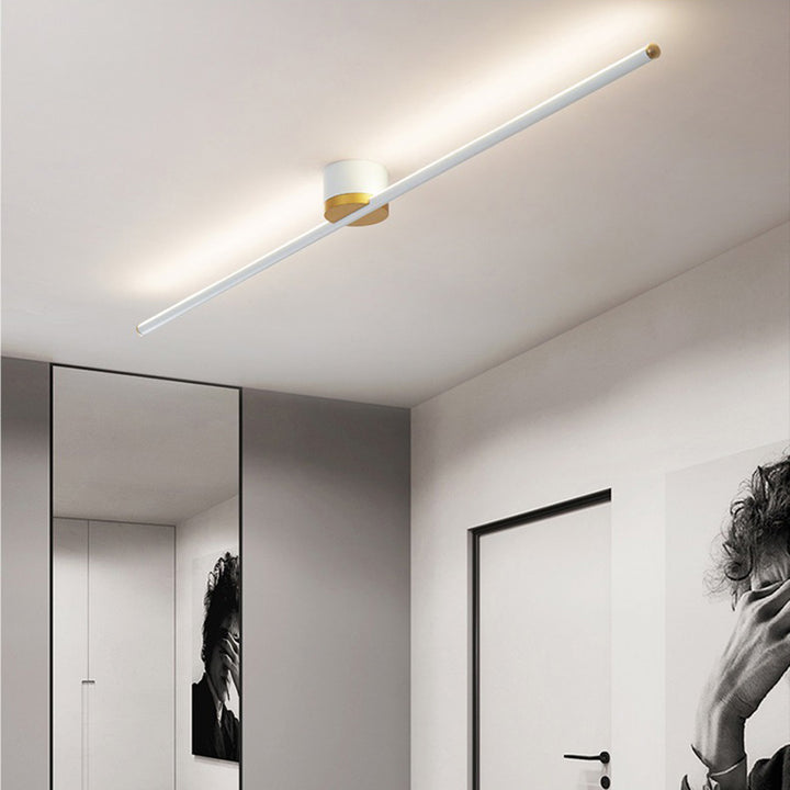 Moderne minimalistische lange Streifen Runde Eisen Aluminium Silikon LED Semi-Flush Mount Deckenleuchte für Wohnzimmer 