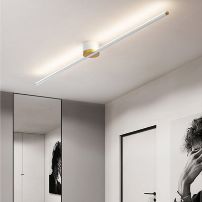 Moderne minimalistische lange Streifen Runde Eisen Aluminium Silikon LED Semi-Flush Mount Deckenleuchte für Wohnzimmer 