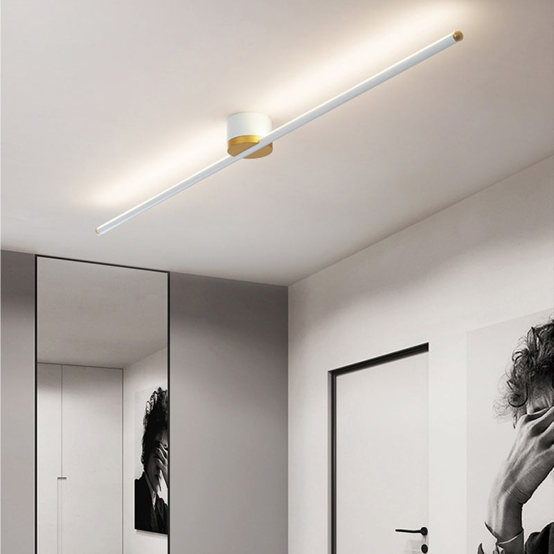 Moderne minimalistische lange Streifen Runde Eisen Aluminium Silikon LED Semi-Flush Mount Deckenleuchte für Wohnzimmer 