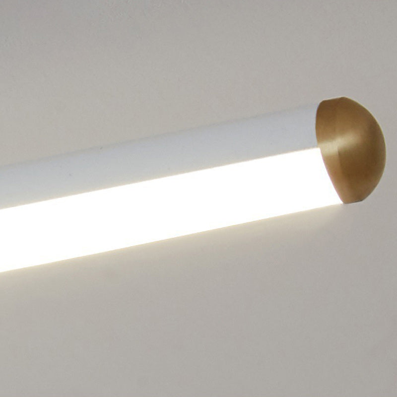 Moderne minimalistische lange Streifen Runde Eisen Aluminium Silikon LED Semi-Flush Mount Deckenleuchte für Wohnzimmer 