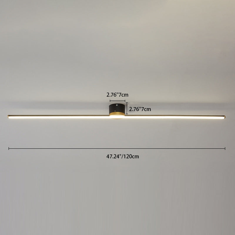 Moderne minimalistische lange Streifen Runde Eisen Aluminium Silikon LED Semi-Flush Mount Deckenleuchte für Wohnzimmer 