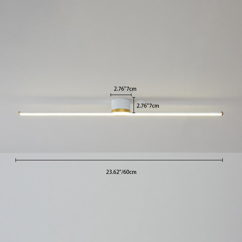 Moderne minimalistische lange Streifen Runde Eisen Aluminium Silikon LED Semi-Flush Mount Deckenleuchte für Wohnzimmer 