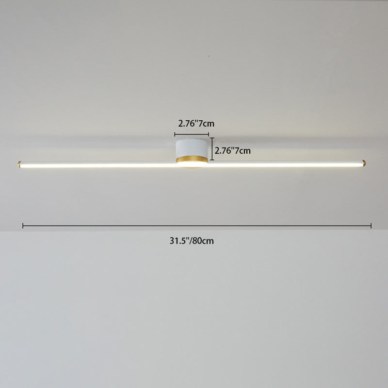 Moderne minimalistische lange Streifen Runde Eisen Aluminium Silikon LED Semi-Flush Mount Deckenleuchte für Wohnzimmer 