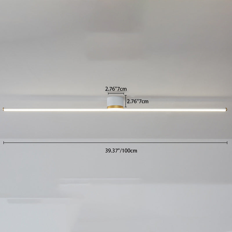 Moderne minimalistische lange Streifen Runde Eisen Aluminium Silikon LED Semi-Flush Mount Deckenleuchte für Wohnzimmer 