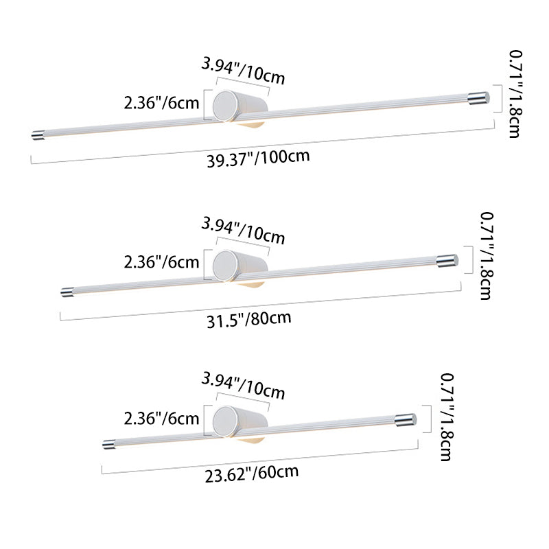 Applique Murale Moderne Minimaliste Long Cylindre en Aluminium et Fer avec LED pour Salle de Bain 