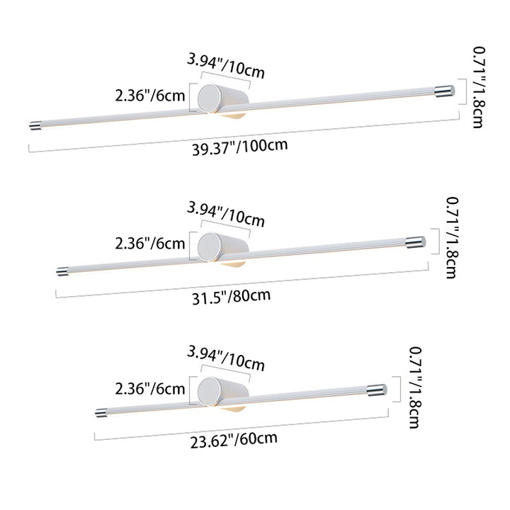 Applique Murale Moderne Minimaliste Long Cylindre en Aluminium et Fer avec LED pour Salle de Bain 
