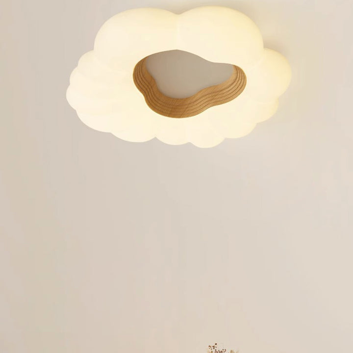 Plafonnier LED en fer et plastique nuages crémeux nordiques contemporains pour chambre à coucher 