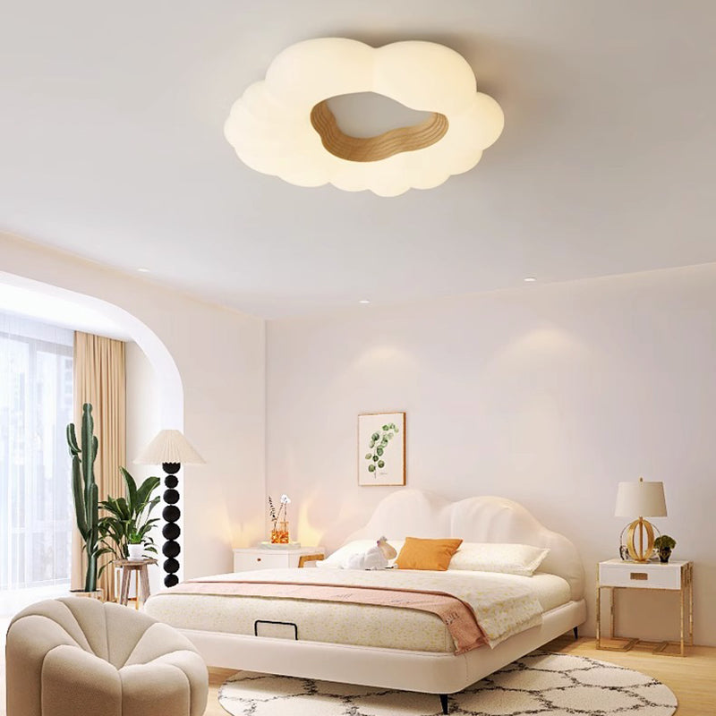 Plafonnier LED en fer et plastique nuages crémeux nordiques contemporains pour chambre à coucher 