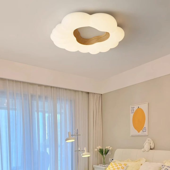 Plafonnier LED en fer et plastique nuages crémeux nordiques contemporains pour chambre à coucher 