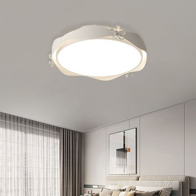 Luz de techo empotrada LED de PVC de cristal de hierro con ola de flor redonda creativa contemporánea para dormitorio 
