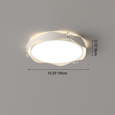 Luz de techo empotrada LED de PVC de cristal de hierro con ola de flor redonda creativa contemporánea para dormitorio 