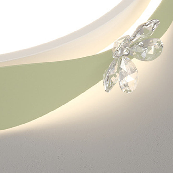 Luz de techo empotrada LED de PVC de cristal de hierro con ola de flor redonda creativa contemporánea para dormitorio 