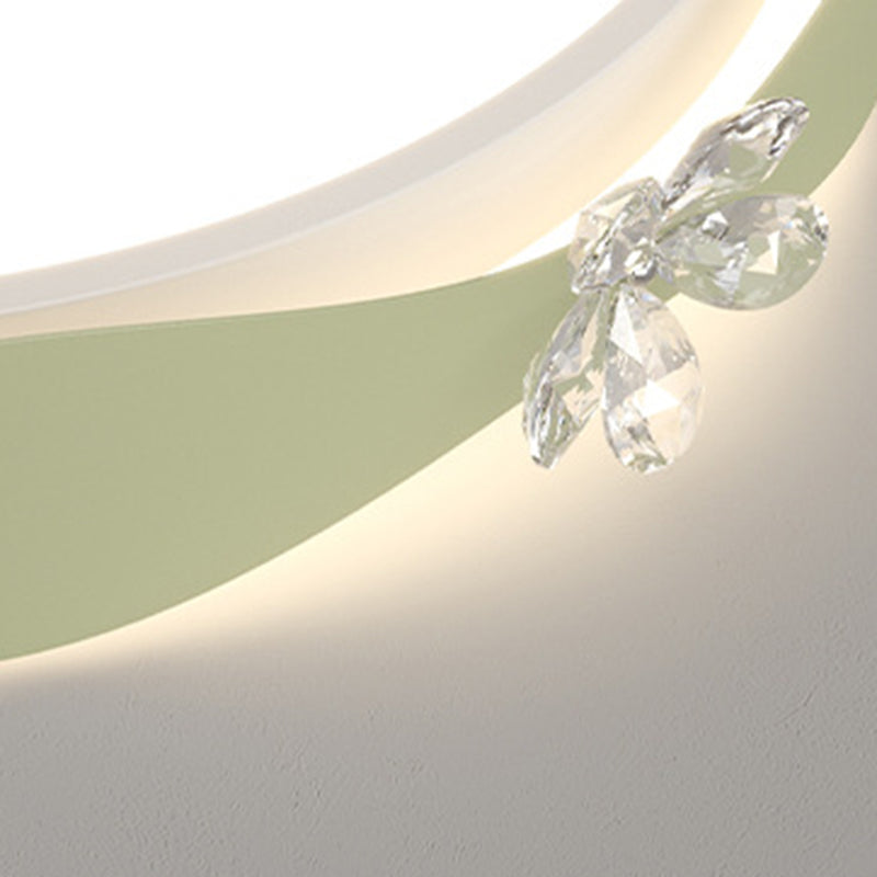 Luz de techo empotrada LED de PVC de cristal de hierro con ola de flor redonda creativa contemporánea para dormitorio 