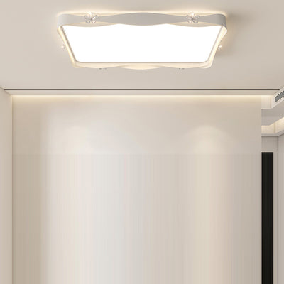 Plafonnier à LED en fer cristal PVC carré contemporain créatif rectangle fleur vague pour salon 