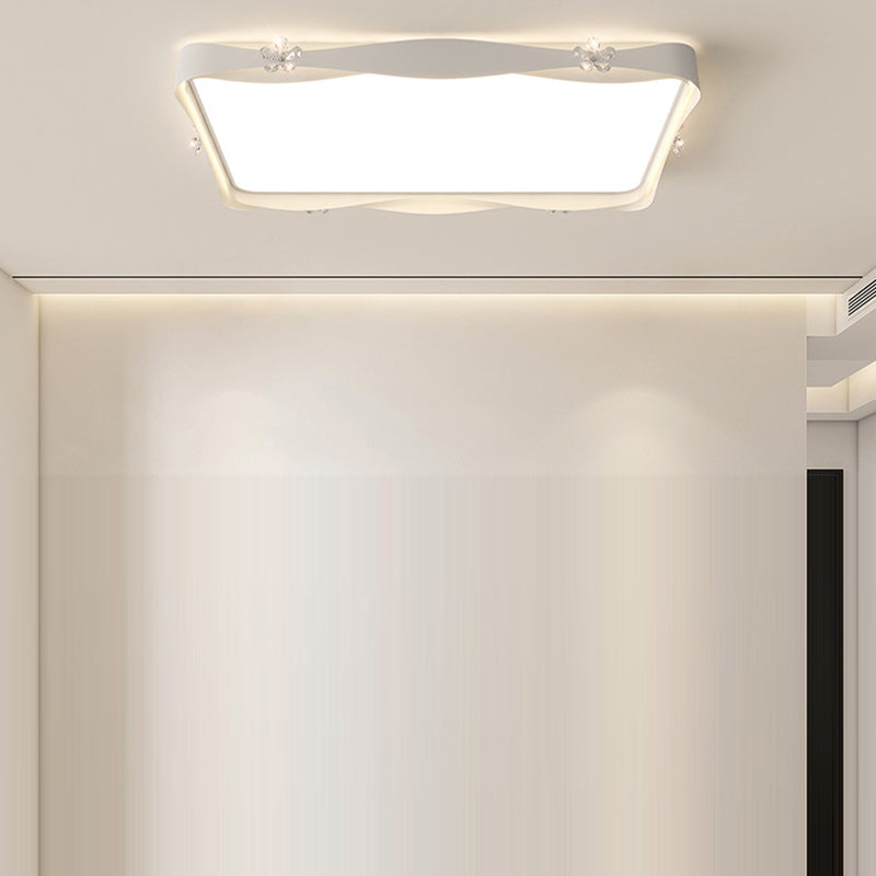 Plafonnier à LED en fer cristal PVC carré contemporain créatif rectangle fleur vague pour salon 
