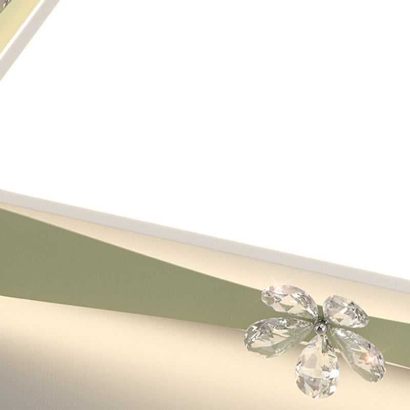 Plafonnier à LED en fer cristal PVC carré contemporain créatif rectangle fleur vague pour salon 