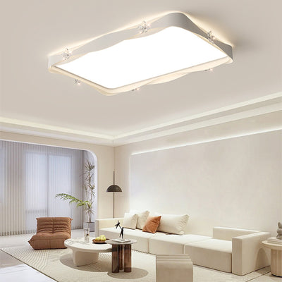 Plafonnier à LED en fer cristal PVC carré contemporain créatif rectangle fleur vague pour salon 