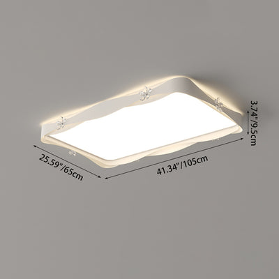 Plafonnier à LED en fer cristal PVC carré contemporain créatif rectangle fleur vague pour salon 