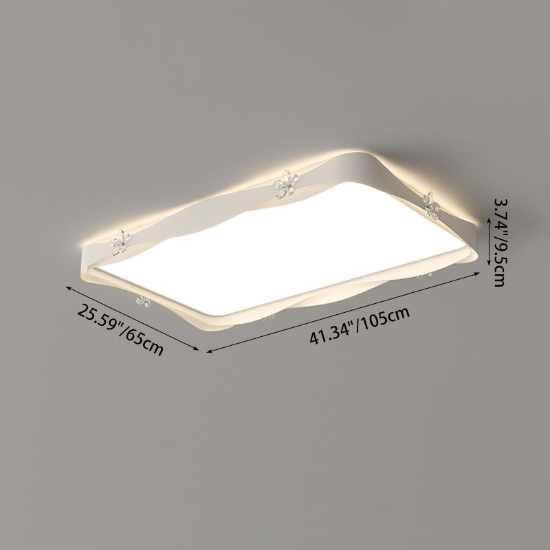 Plafonnier à LED en fer cristal PVC carré contemporain créatif rectangle fleur vague pour salon 