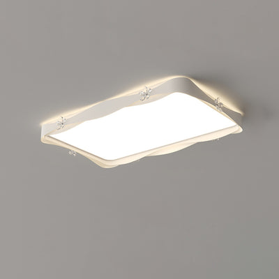 Plafonnier à LED en fer cristal PVC carré contemporain créatif rectangle fleur vague pour salon 