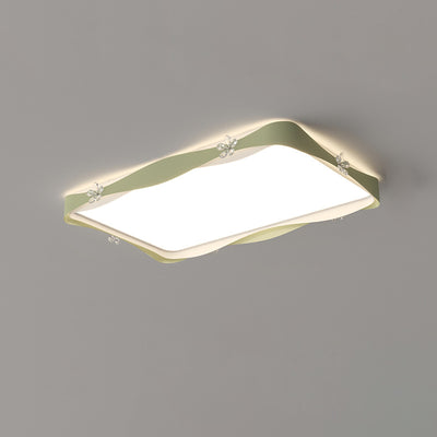 Plafonnier à LED en fer cristal PVC carré contemporain créatif rectangle fleur vague pour salon 