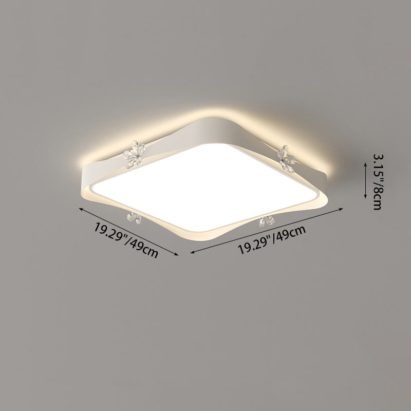 Plafonnier à LED en fer cristal PVC carré contemporain créatif rectangle fleur vague pour salon 