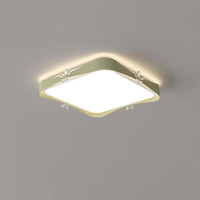 Plafonnier à LED en fer cristal PVC carré contemporain créatif rectangle fleur vague pour salon 