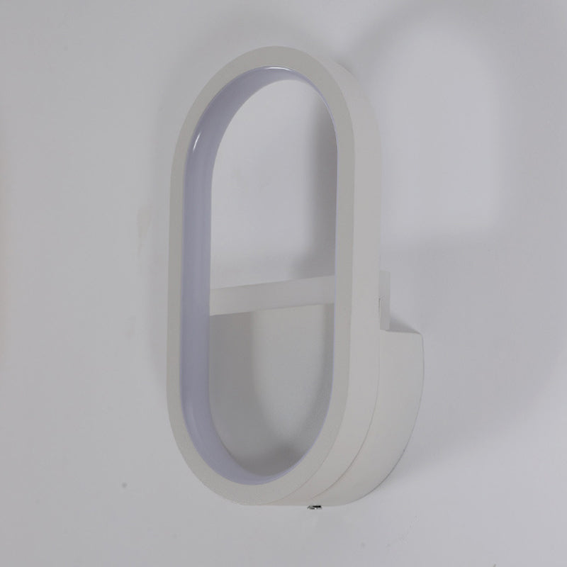 Applique murale LED ovale minimaliste moderne en fer, aluminium et acrylique pour chambre 