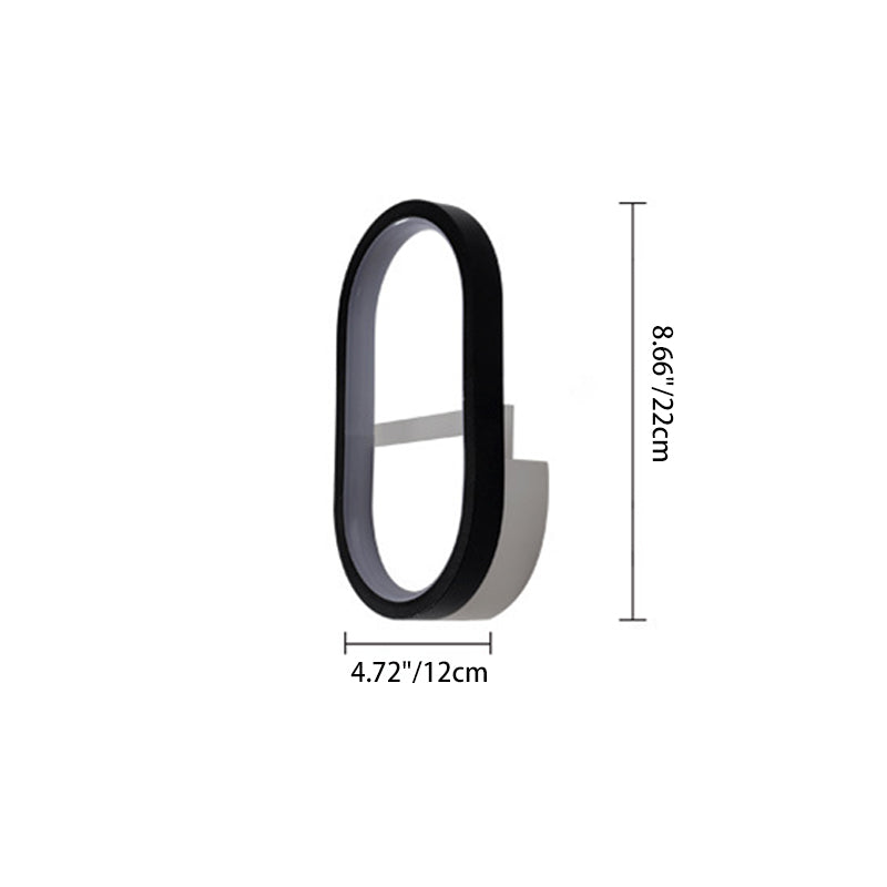 Applique murale LED ovale minimaliste moderne en fer, aluminium et acrylique pour chambre 