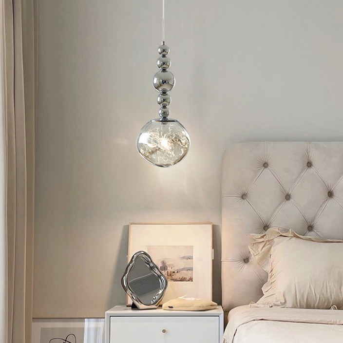 Lustre suspendu contemporain nordique rond boule de lave en fer et acrylique à 1 lumière pour salon 