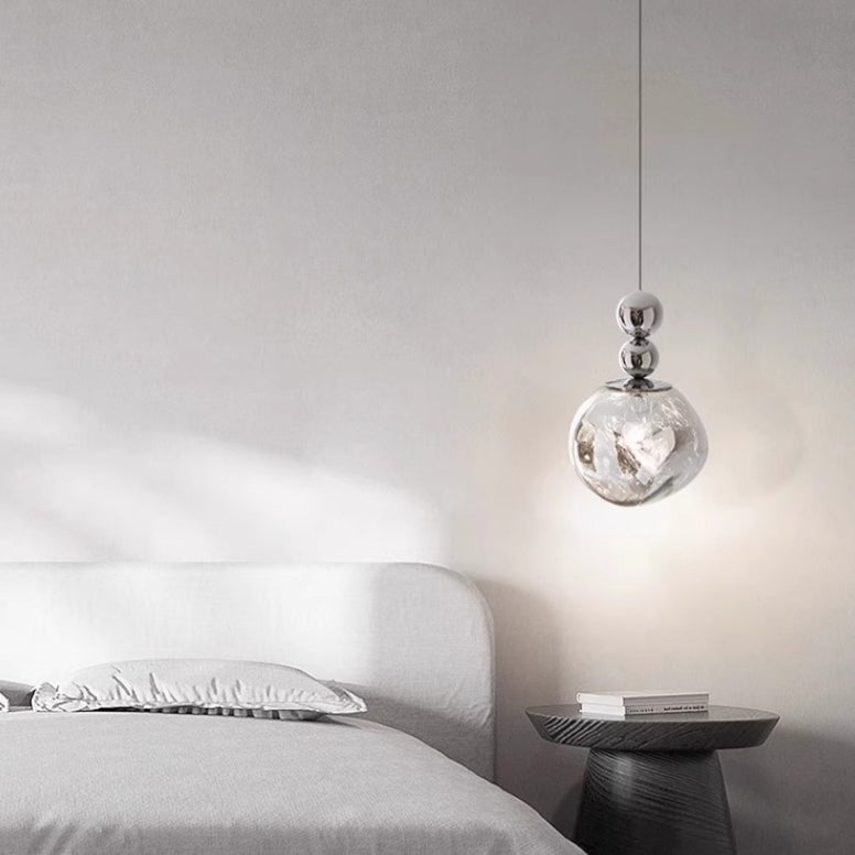 Lustre suspendu contemporain nordique rond boule de lave en fer et acrylique à 1 lumière pour salon 