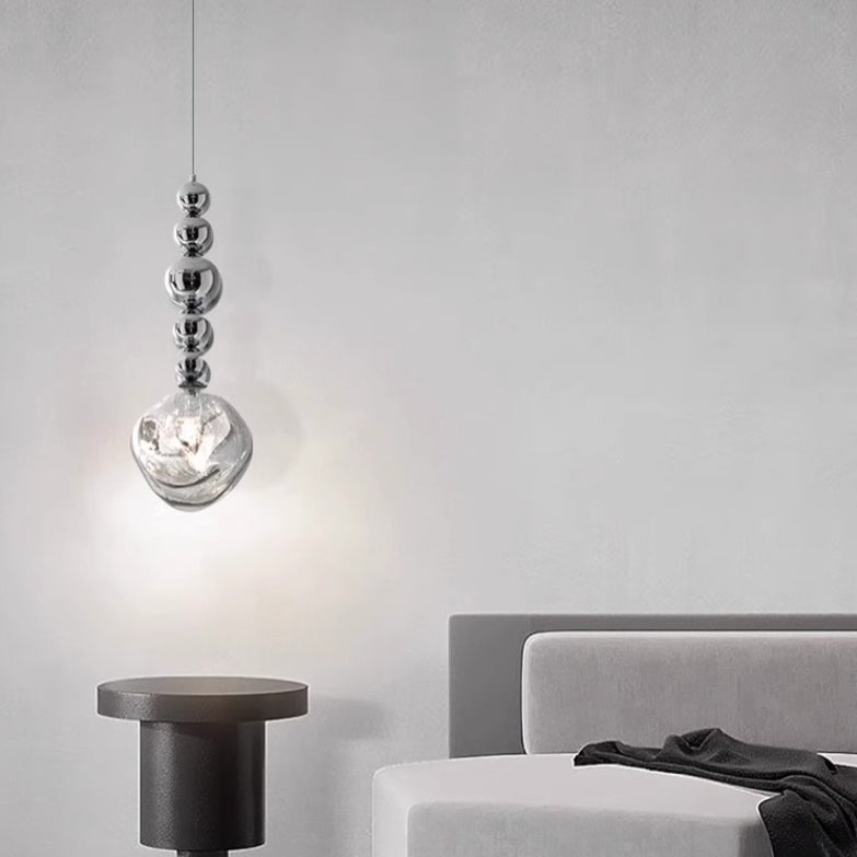 Lustre suspendu contemporain nordique rond boule de lave en fer et acrylique à 1 lumière pour salon 