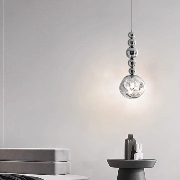 Lustre suspendu contemporain nordique rond boule de lave en fer et acrylique à 1 lumière pour salon 