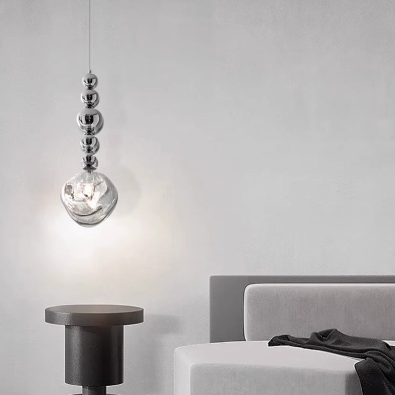 Lustre suspendu contemporain nordique rond boule de lave en fer et acrylique à 1 lumière pour salon 