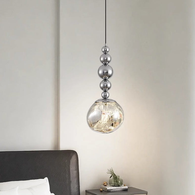 Lustre suspendu contemporain nordique rond boule de lave en fer et acrylique à 1 lumière pour salon 