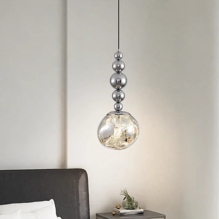 Lustre suspendu contemporain nordique rond boule de lave en fer et acrylique à 1 lumière pour salon 