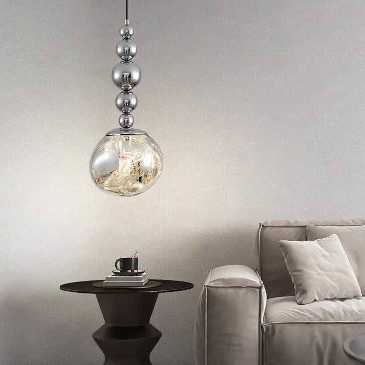 Lustre suspendu contemporain nordique rond boule de lave en fer et acrylique à 1 lumière pour salon 