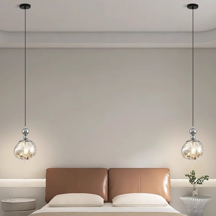 Lustre suspendu contemporain nordique rond boule de lave en fer et acrylique à 1 lumière pour salon 