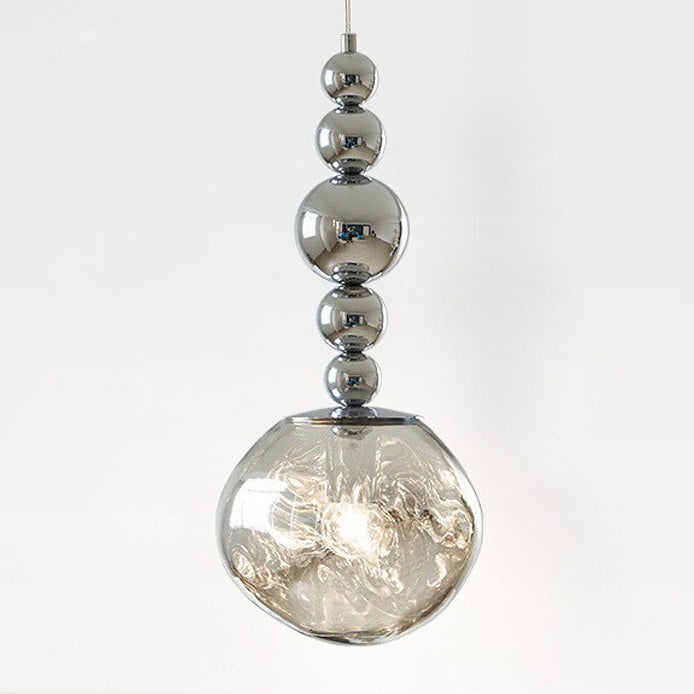 Lustre suspendu contemporain nordique rond boule de lave en fer et acrylique à 1 lumière pour salon 