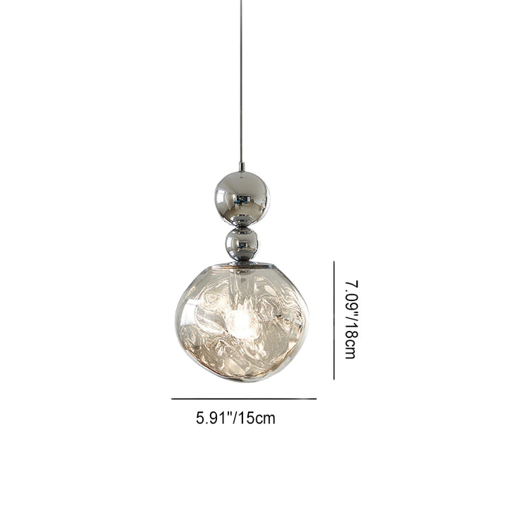 Lustre suspendu contemporain nordique rond boule de lave en fer et acrylique à 1 lumière pour salon 