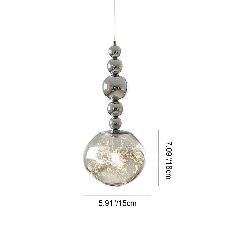 Lustre suspendu contemporain nordique rond boule de lave en fer et acrylique à 1 lumière pour salon 