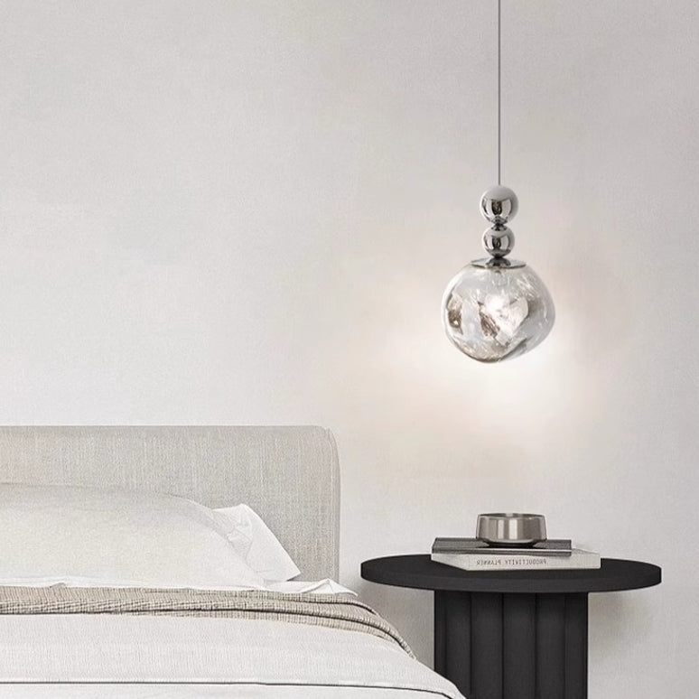 Lustre suspendu contemporain nordique rond boule de lave en fer et acrylique à 1 lumière pour salon 