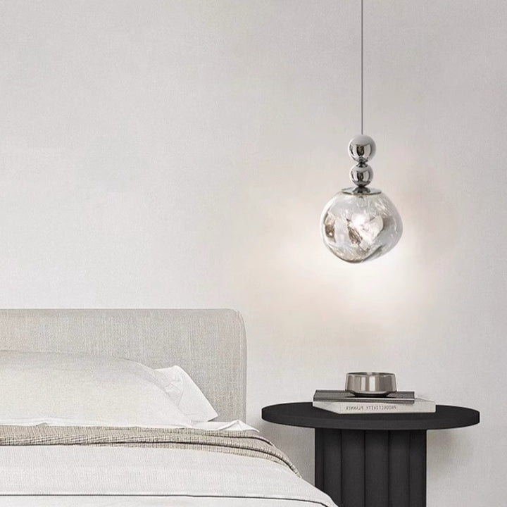Lustre suspendu contemporain nordique rond boule de lave en fer et acrylique à 1 lumière pour salon 