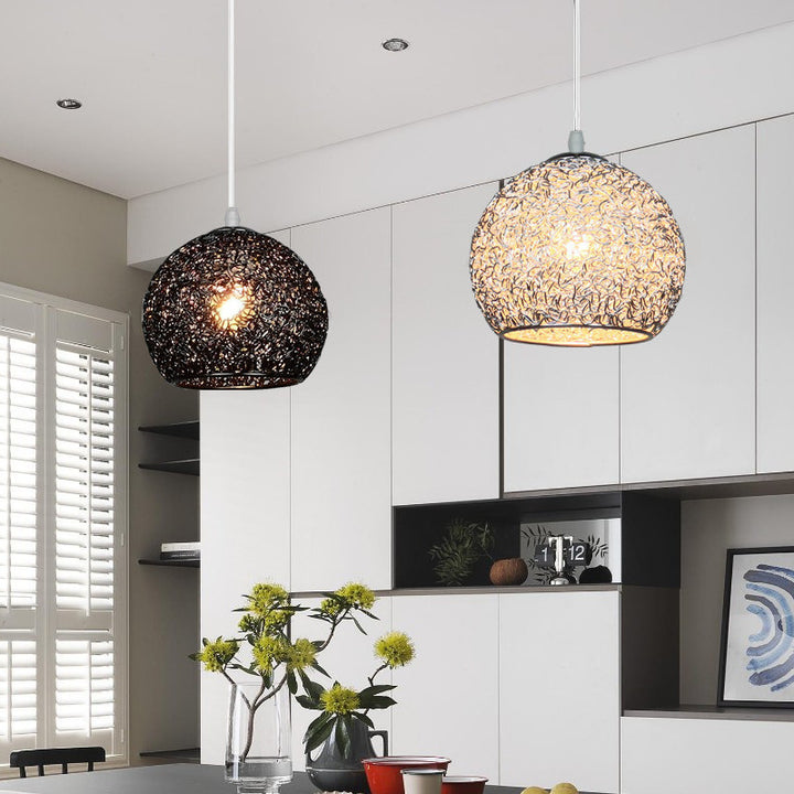 Suspension lumineuse en aluminium à 1 lumière en forme de dôme Art déco moderne pour salon 