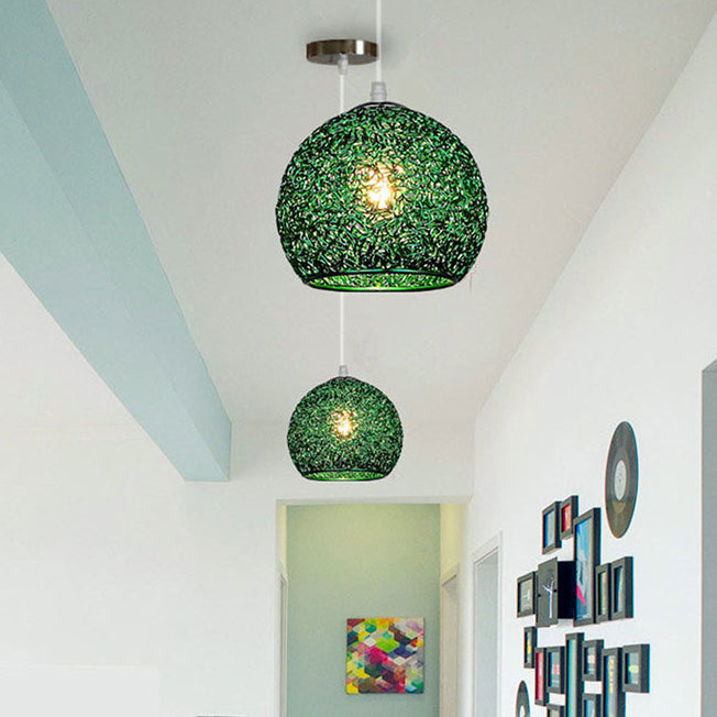 Suspension lumineuse en aluminium à 1 lumière en forme de dôme Art déco moderne pour salon 