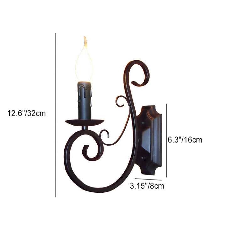 Lámpara de Aplique de Pared de 1 Luz de Candelabro de Hierro Vintage Tradicional para Sala de Estar 