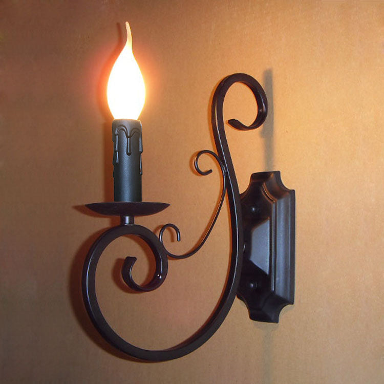 Lámpara de Aplique de Pared de 1 Luz de Candelabro de Hierro Vintage Tradicional para Sala de Estar 