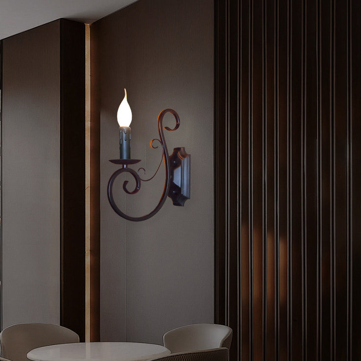 Lámpara de Aplique de Pared de 1 Luz de Candelabro de Hierro Vintage Tradicional para Sala de Estar 