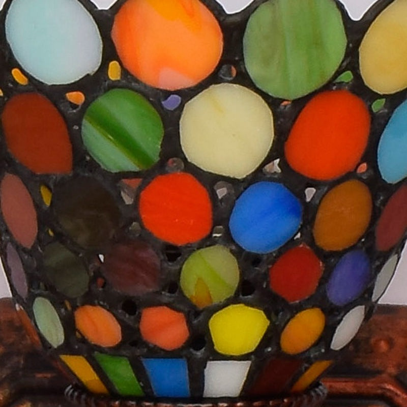 Traditional Tiffany Cone Lace Stained Glass Iron 3-Light Wall Sconce Lamp For Bedroom